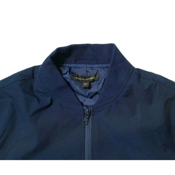Banana Republic Men's Size L Bomber Jacket Moisture Resistant Logo Zip Blue NWOT - Picture 8 of 14